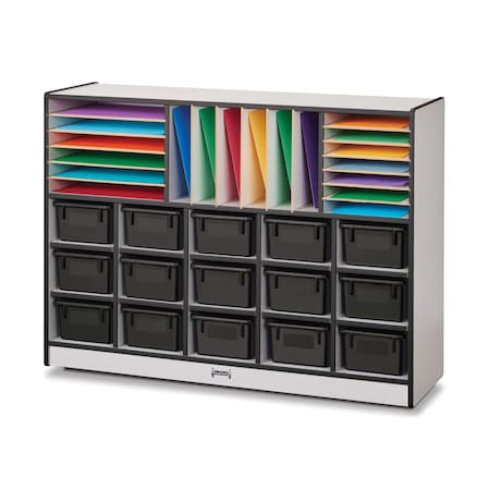 Jonti-Craft Rainbow Accents Sectional Cubbie-Tray Mobile Unit, with Trays, Black 0416JCWW180